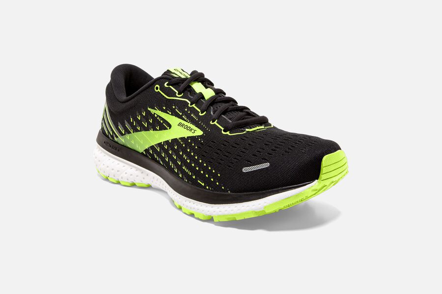 Brooks Ghost 13 Road Running Shoes Mens Black/Green 894716-QVD